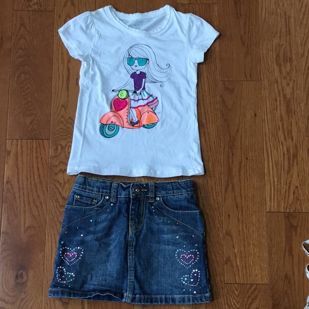 Children’s Place girls size 5/6 denim skirt outfit